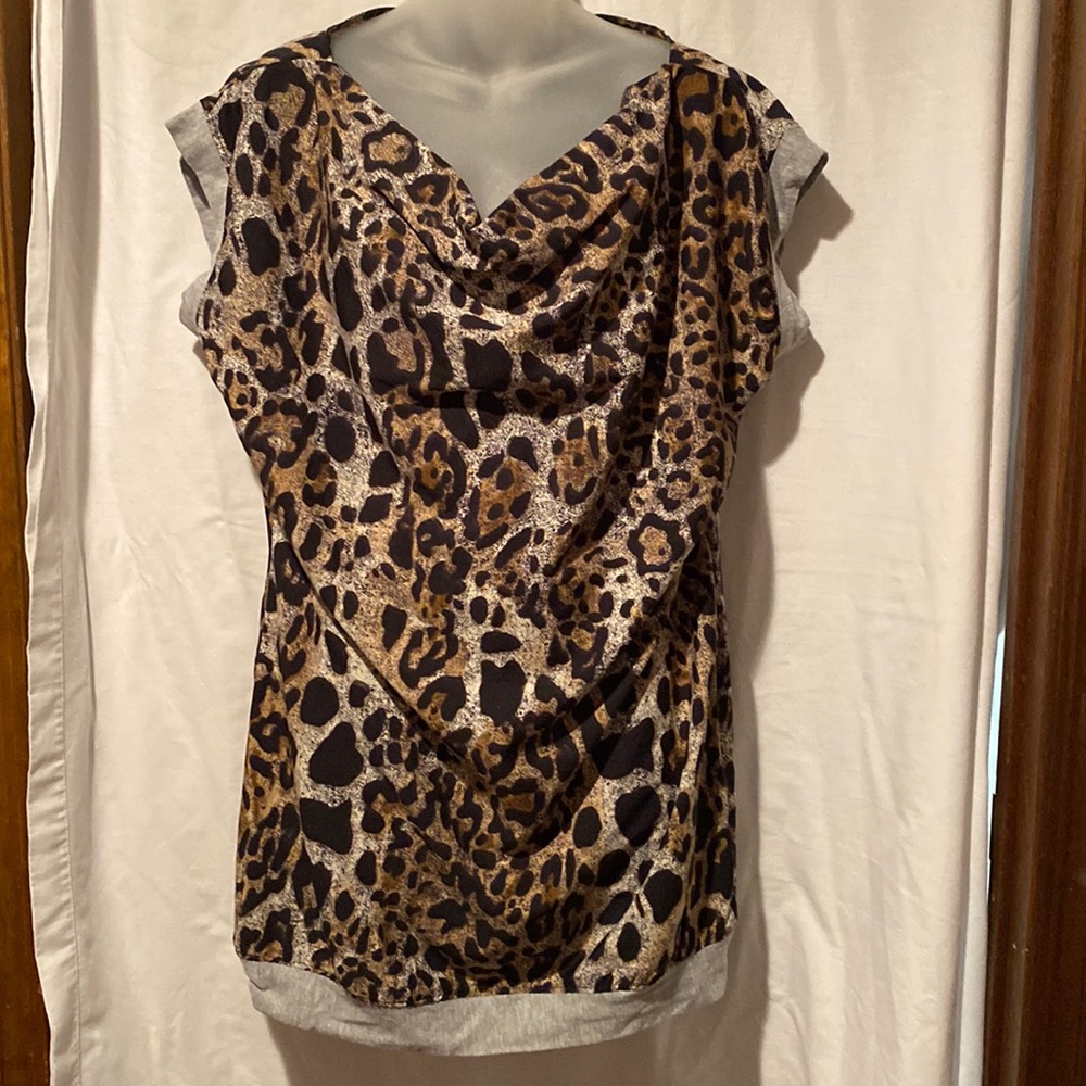 Warehouse One sleeveless leopard print top